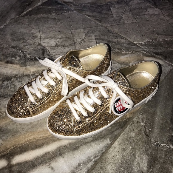 Miu Miu’s Glitter Gold Sneaker - Picture 3 of 6